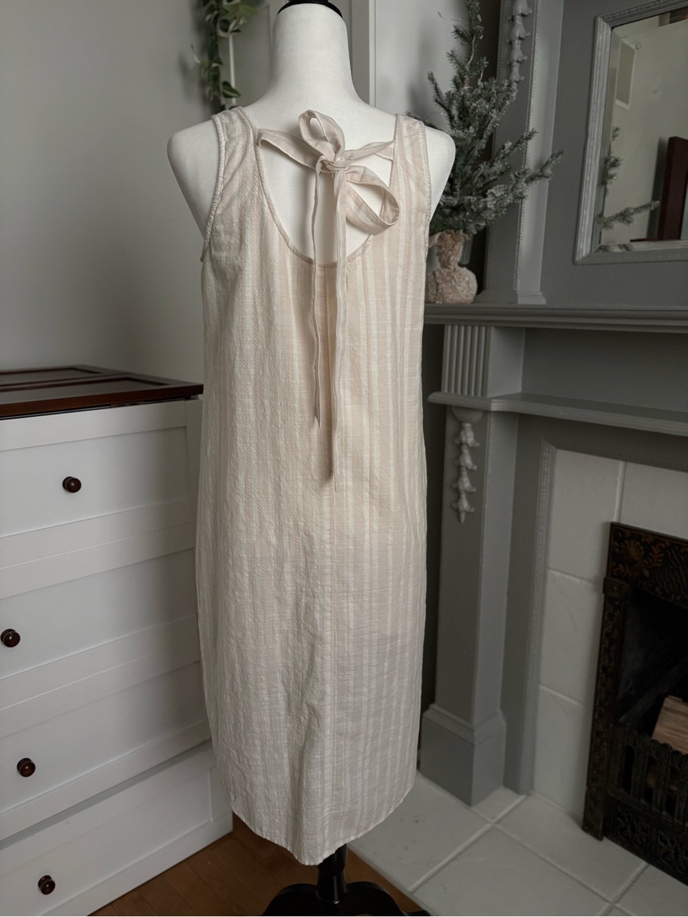 Anthropologie Cloth & Stone Cream Striped Sleeveless Dress - Picture 3 of 14